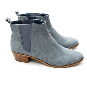 Gianni Fermani Blue Suede Ankle Boots Chelsea Block Heel Size 9